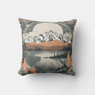 Coussin Chaîne de montagnes et paysage marin, image de la