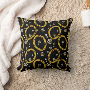 Coussin Chaîne en or de lien cubain de musique hip hop rap