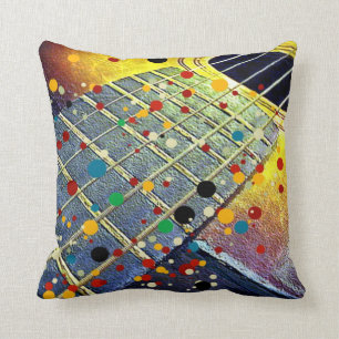 Coussin Chaînes de guitare musique coloré vintage