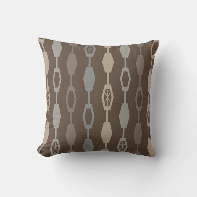 Coussin Chaînes modernes du milieu du siècle Tons de Terre (Recto)