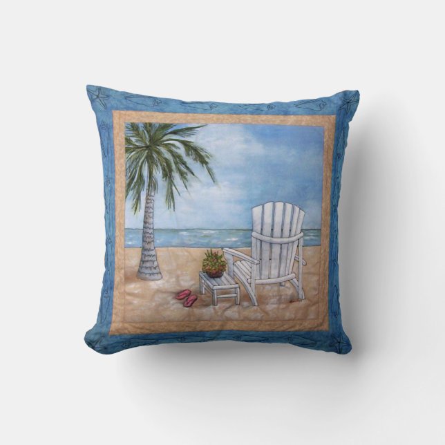 Coussin Chaise d'Adirondak sur la plage de Wrightsville (Recto)