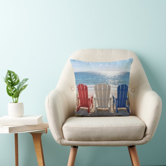 Coussin Chaises Adirondack de plage aux couleurs patriotiq (Chaise)