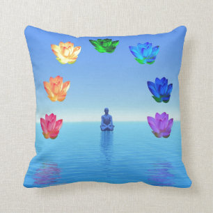 Coussin Chakras, rouge, orange, jaune, vert, turquoise,
