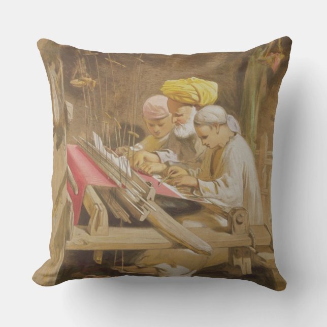 Coussin Châles de cachemire : Tissage, 1863 (chromolitho) (Recto)