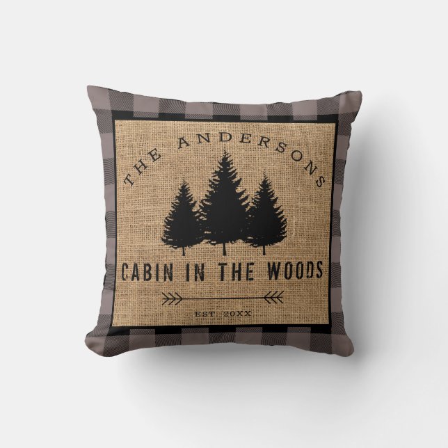 Coussin Chalet de Famille Campagnard Rustique dans les Boi (Recto)