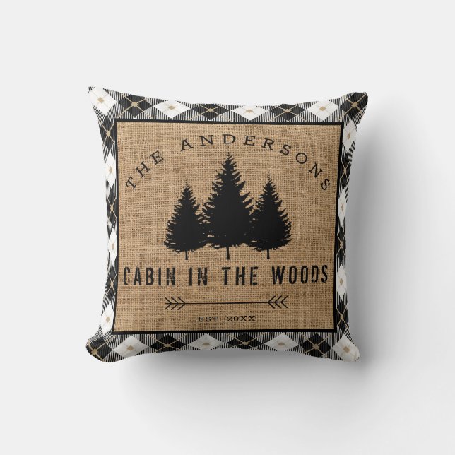 Coussin Chalet de Famille Campagnard Rustique dans les Boi (Recto)