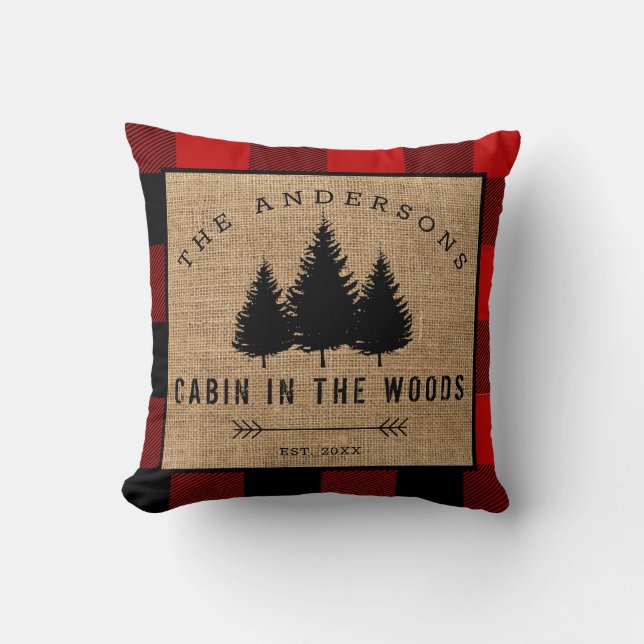 Coussin Chalet de Famille Campagnard Rustique dans les Boi (Recto)