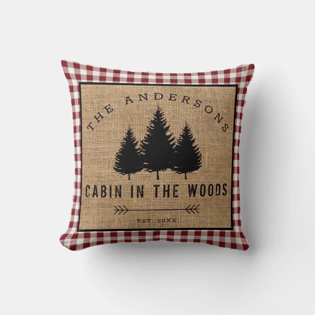 Coussin Chalet de Famille Campagnard Rustique dans les Boi (Recto)