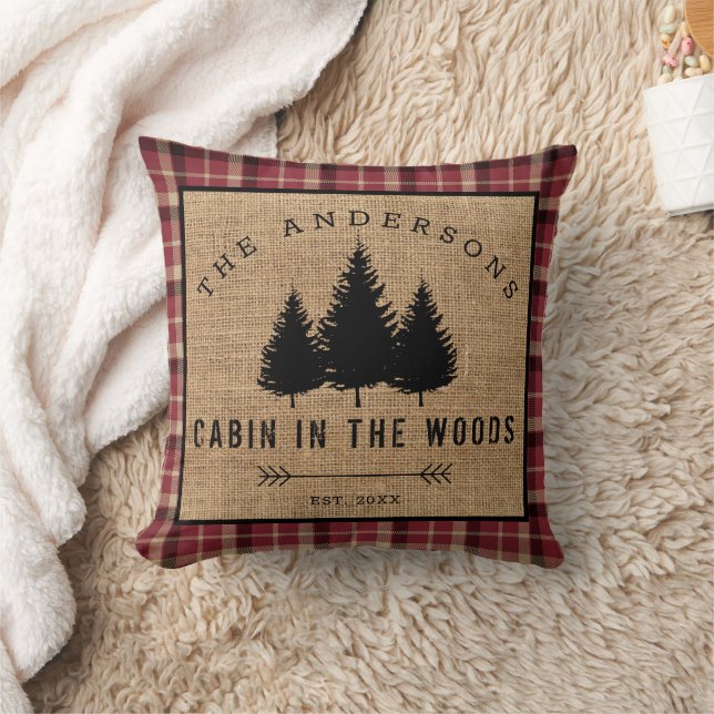 Coussin Chalet de Famille de Campagne Rustique dans les Bo (Couverture)