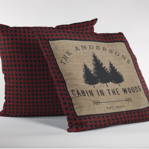 Coussin Chalet de Famille Rustique au Nom de Campagne dans