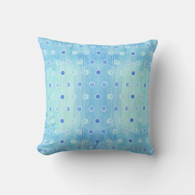 Coussin Chalet de plage moderne Aqua Blue Pois Motif (Recto)