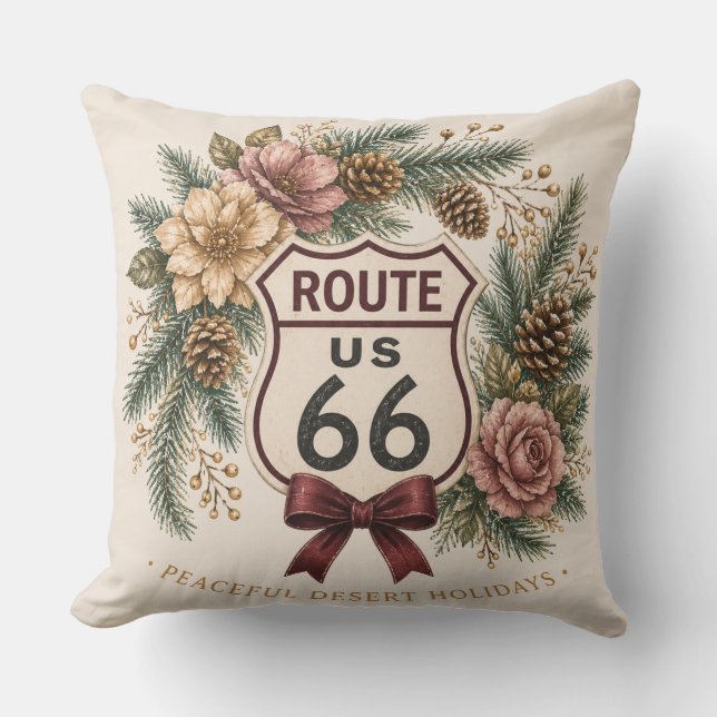 Coussin Chalet Rustique Rouge Plaid Route 66 Hiver (Recto)