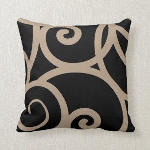 Coussin Chaleureux Gris et Noir moderne designer abstrait 