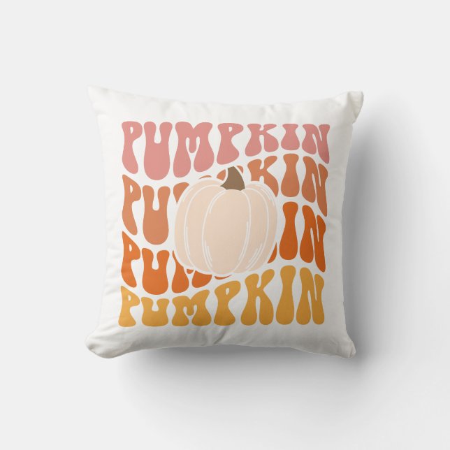 Coussin Chaleureux Texte Citrouille rétrograde Automne (Recto)