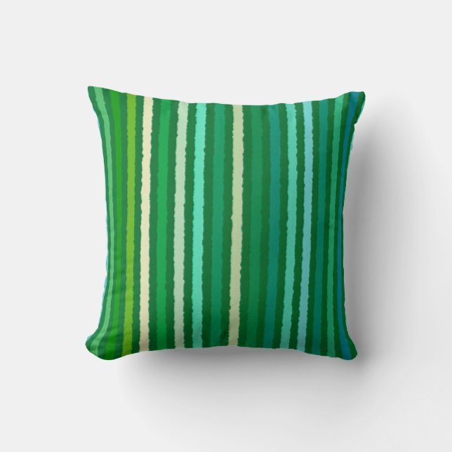 Coussin Chalk Stripes - Jade Green et Aqua (Recto)