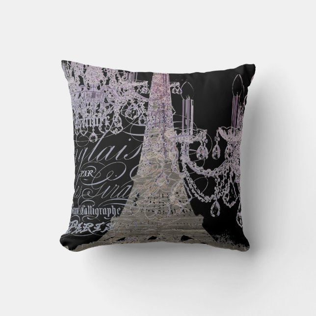 Coussin chalkboard scripts chandelier paris eiffel tower (Recto)