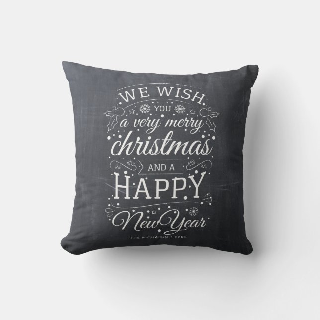 Coussin Chalkboard Very Merveille Christmas Photo Holiday (Recto)