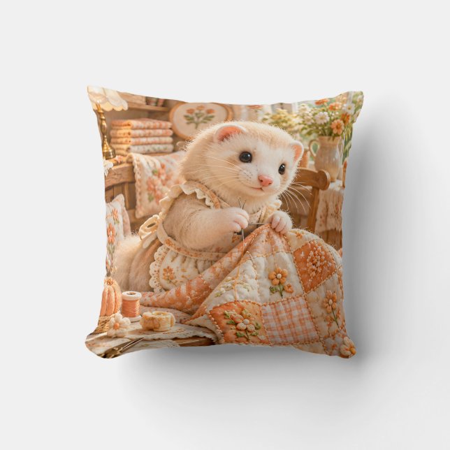 Coussin Chambre à coucher en patchwork floral de furet abr (Recto)