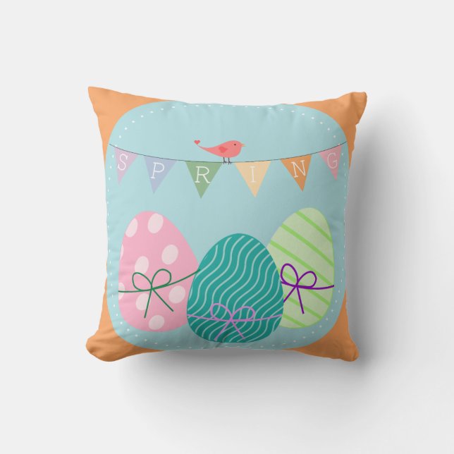 Coussin Chambre de bébé aux couleurs printanières avec œuf (Recto)