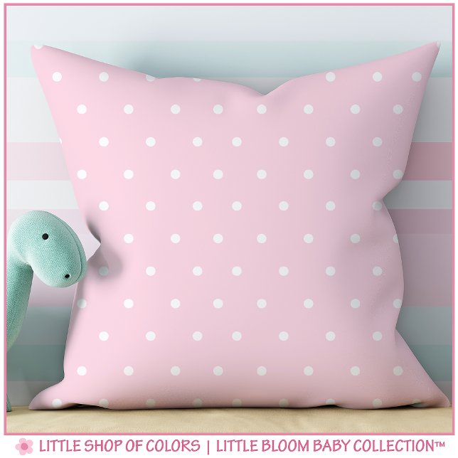 Coussin Chambre de bébé fille rose poudré à pois (Créateur téléchargé)