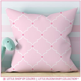 Coussin Chambre de bébé fille rose saumon à motif quatrefe