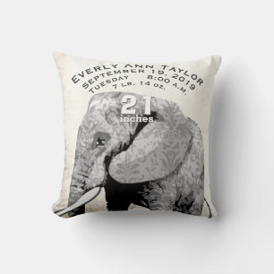 Coussin Chambre de fille bébé naissance Stat Éléphant Flèc