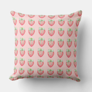 Coussin Chambre de fille coquette avec imprimé fraise et n