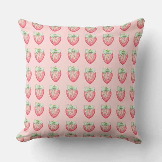 Coussin Chambre de fille coquette avec imprimé fraise et n (Recto)