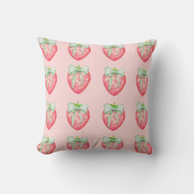 Coussin Chambre de fille coquette avec imprimé fraise et n (Recto)