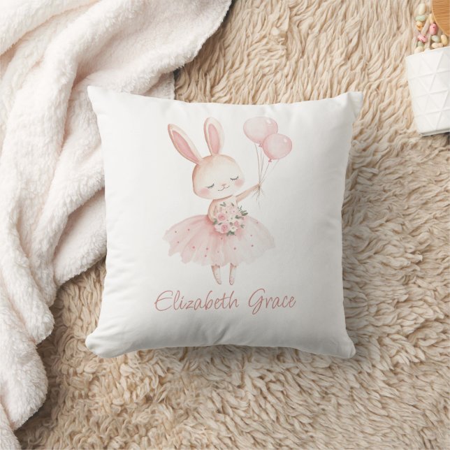 Coussin Chambre de nurserie fille lapin ballerine Rose Bro (Couverture)