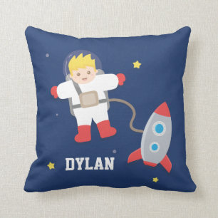 Coussin Chambre de Petit Astronaute Blond Fusée Espace