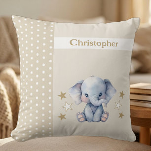 Coussin Chambre d'enfant ajoutez un nom éléphant mignon ma