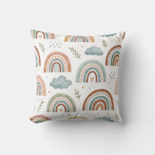 Coussin Chambre d'enfants moderne aux arcs-en-ciel aquarel