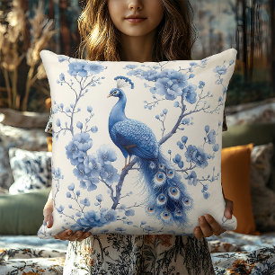 Coussin Chambre Élégante Peacock Delft Bleu