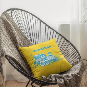 Coussin Chambre pour garçon personnalisée YELLOW Choo Choo