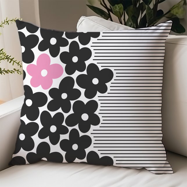Coussin Chambre universitaire moderne rose et noir à motif (Créateur téléchargé)