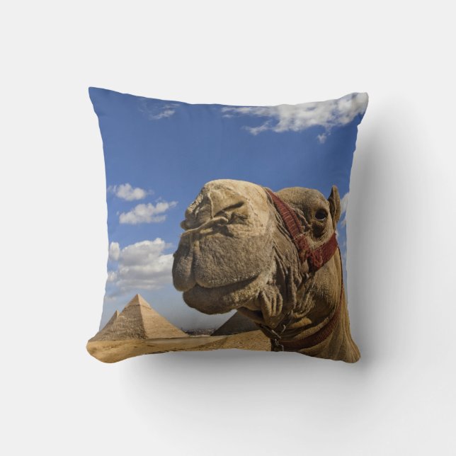 Coussin Chameau devant les pyramides de Gizeh, Égypte, (Recto)