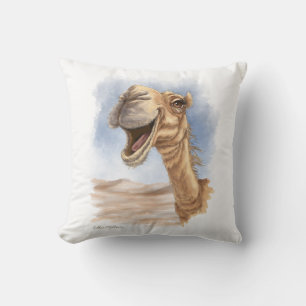 Coussin Chameau souriant aquarelle cartoon