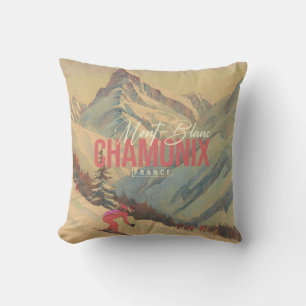 Coussin Chamonix France Mont-Blanc Vintage Ski 1950