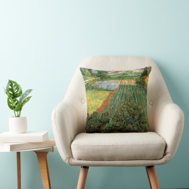 Coussin Champ avec des pavots par Vincent van Gogh (Chaise)