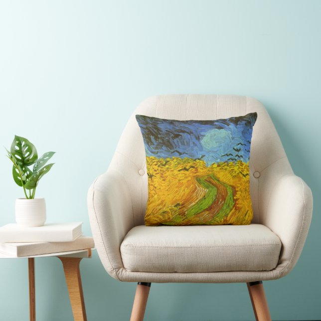 Coussin Champ de blé avec corbeaux de Vincent van Gogh (Chaise)