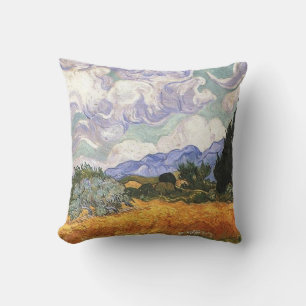 Coussin Champ de blé avec cyprès par Van Gogh.