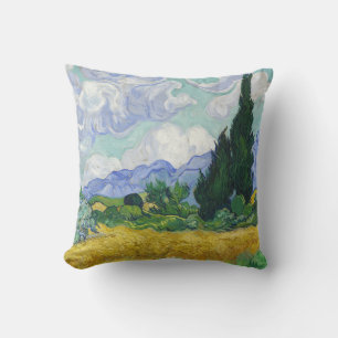 Coussin Champ de blé de Van Gogh avec cyprès Art