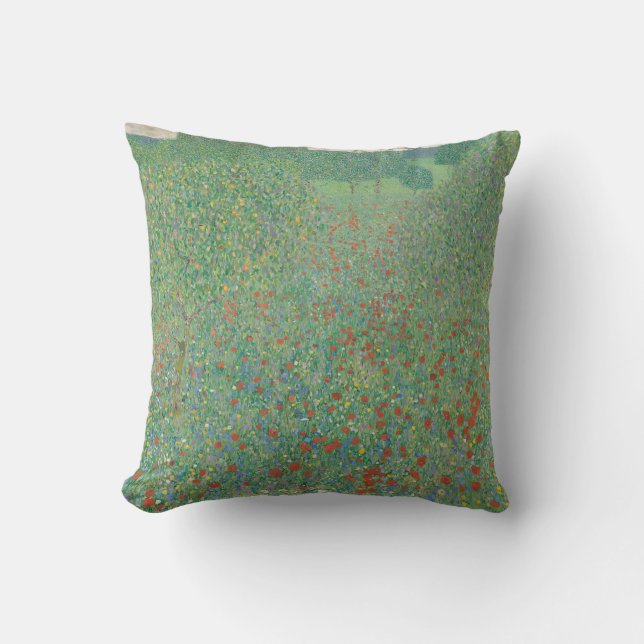 Coussin Champ de coquelicots par Gustav Klimt (Recto)