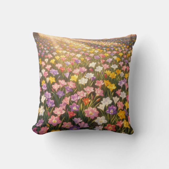 Coussin Champ de fleurs de lys arc-en-ciel vibrant (Recto)