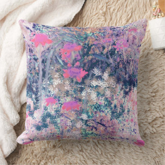 Coussin Champ de fleurs sauvages Impressionnisme -Rose