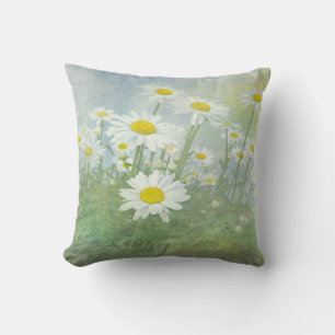 Coussin Champ de marguerite blanc sauvage