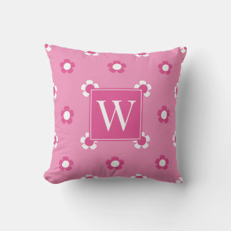 Coussin Champ de marguerites preppy – Monogramme rose chau