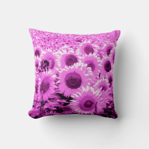 Coussin Champ de tournesol - violet, orchidée et violet