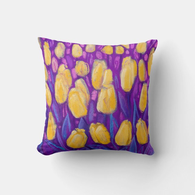 Coussin Champ de tulipes, Fleurs de printemps Floral Viole (Recto)
